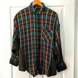 Free People Plaid Shirt Small Dolman Sleeves